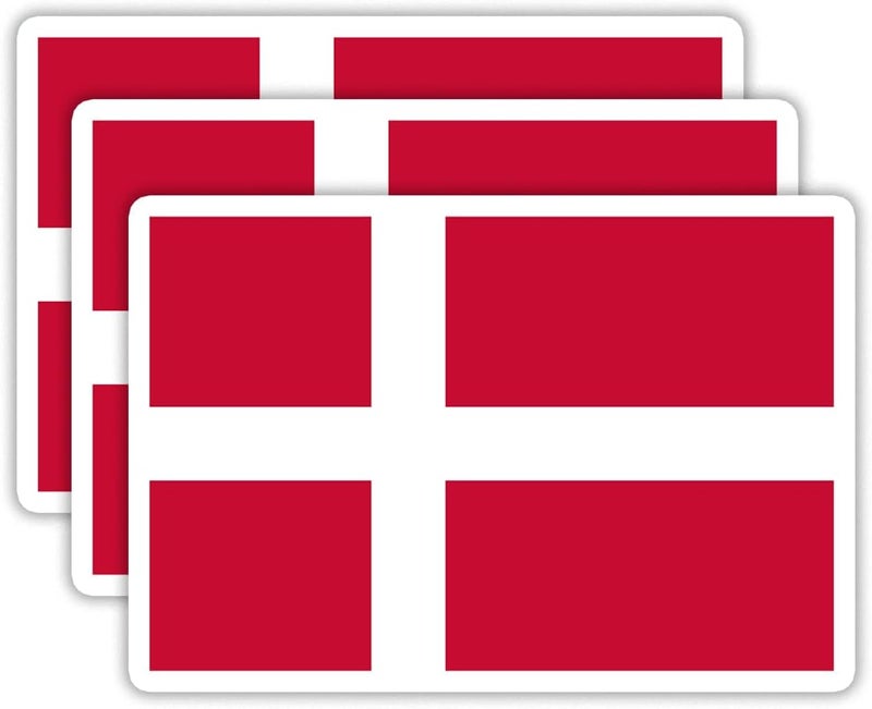 EMMACELA (3PCS) Denmark Flag stickers, Countries Flag Stickers - Waterproof Vinyl Decals For Laptops, Tumblers, Water Bottles, Books, Scrapbooks, Size 3 x 2 Inch - Image 1